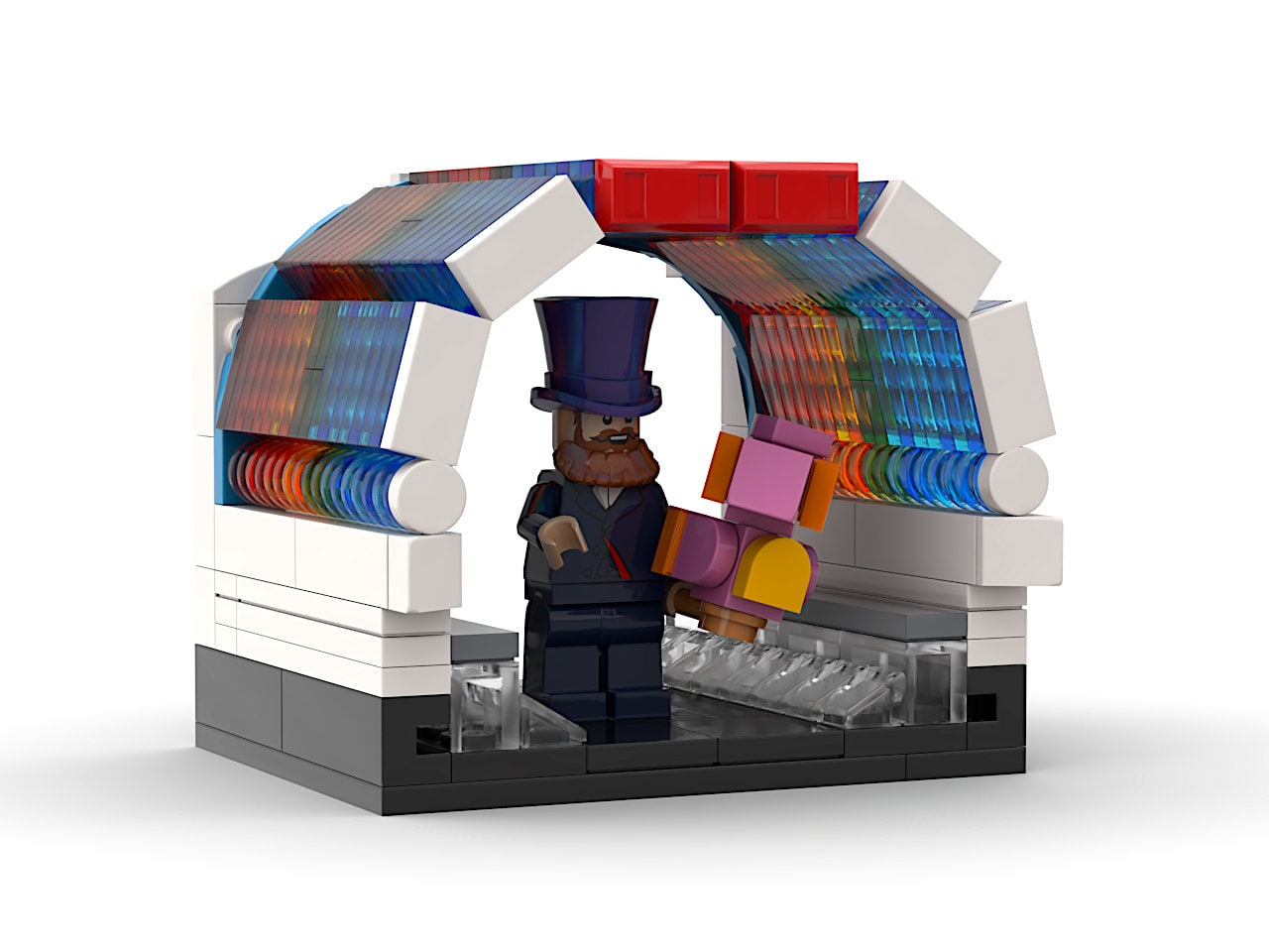 Dreamfinder and Figment | Rainbow Corridor Vignette EPCOT Center Building Block LEGO Model Kit