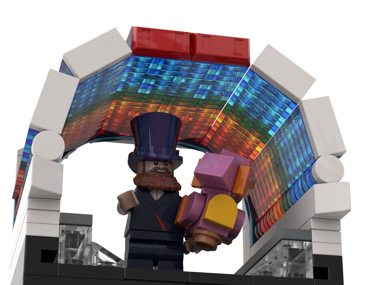 Dreamfinder and Figment | Rainbow Corridor Vignette EPCOT Center Building Block LEGO Model Kit