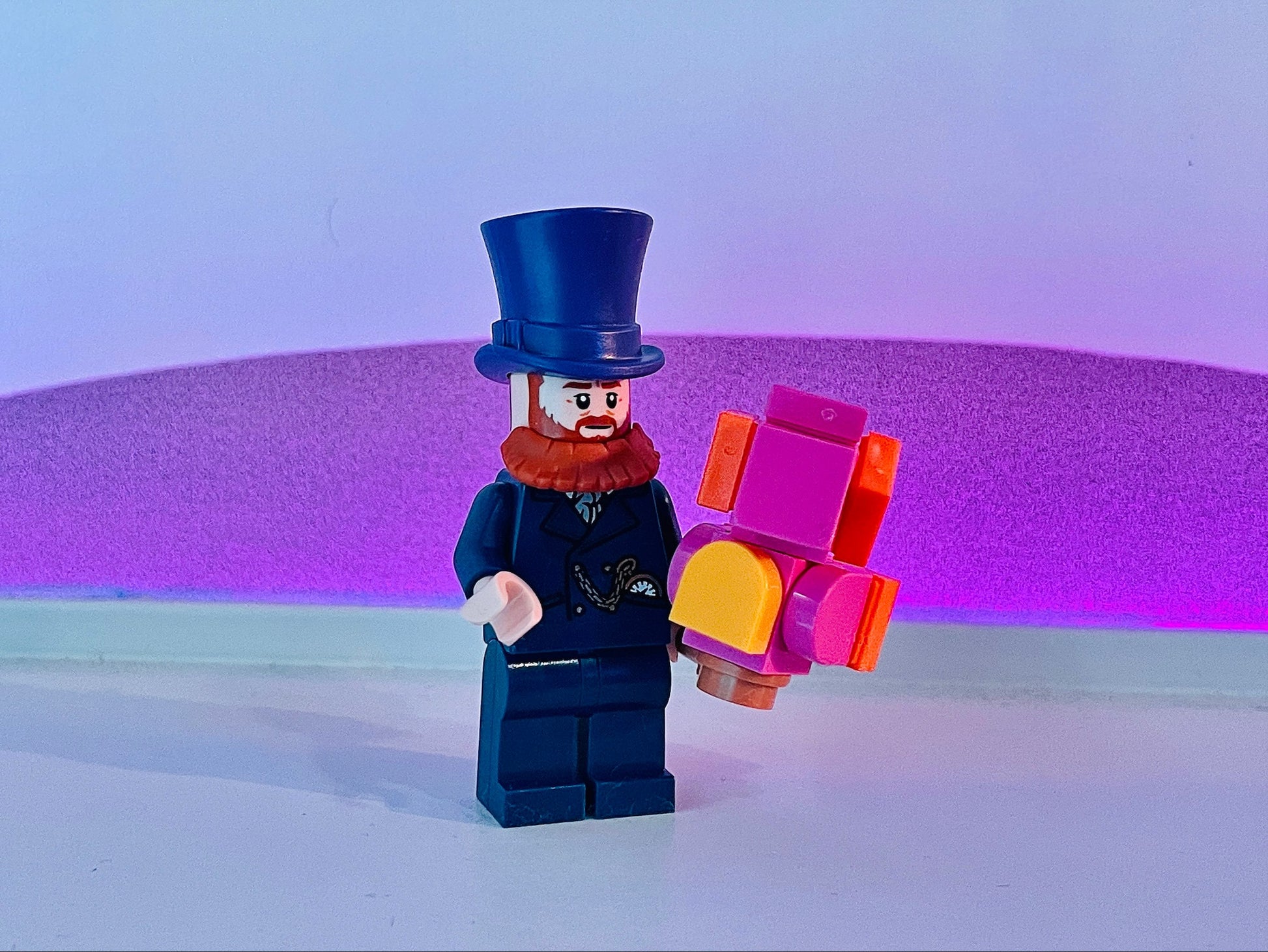 Dreamfinder and Figment | Rainbow Corridor Vignette EPCOT Center Building Block LEGO Model Kit