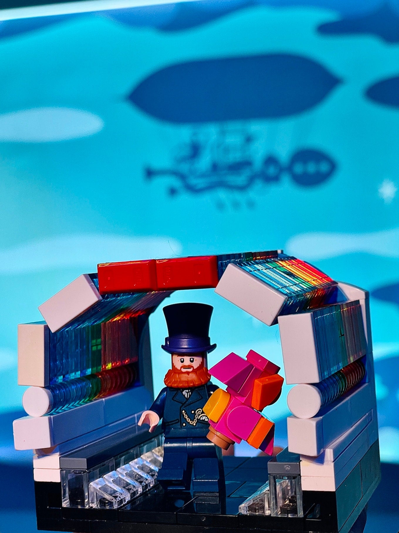 Dreamfinder and Figment | Rainbow Corridor Vignette EPCOT Center Building Block LEGO Model Kit