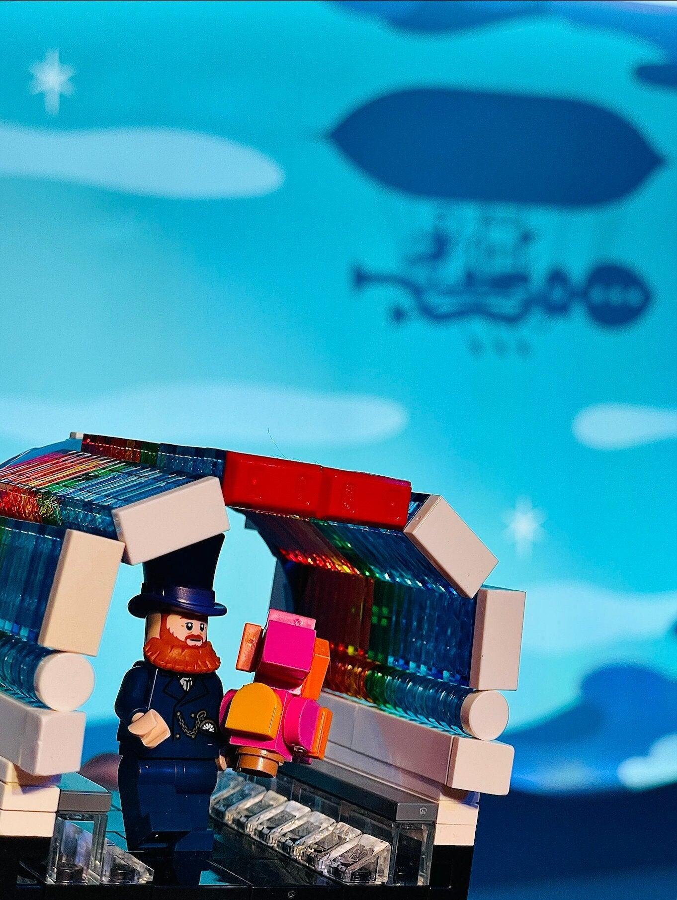 Dreamfinder and Figment | Rainbow Corridor Vignette EPCOT Center Building Block LEGO Model Kit
